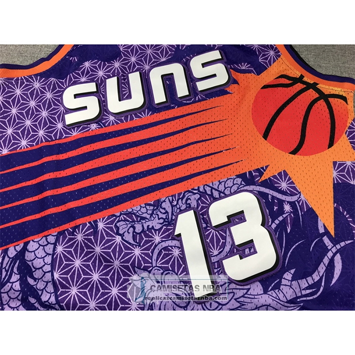 Camiseta Phoenix Suns Steve Nash NO 13 Asian Heritage Throwback 1996-97 Violeta